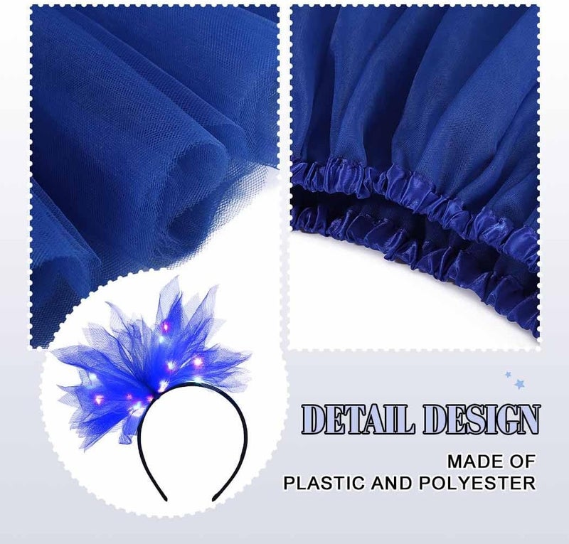 TWINKLEDE Women Tutu Skirt with Led Headband Classic 4 Layered Tutus Christmas Costume Skirts for Adult - Image 3